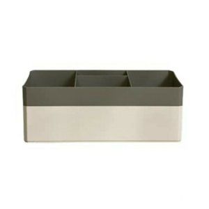 Cosmetic Storage Box Multifunctional Desktop Organizer 2 pc Gray/White Container
